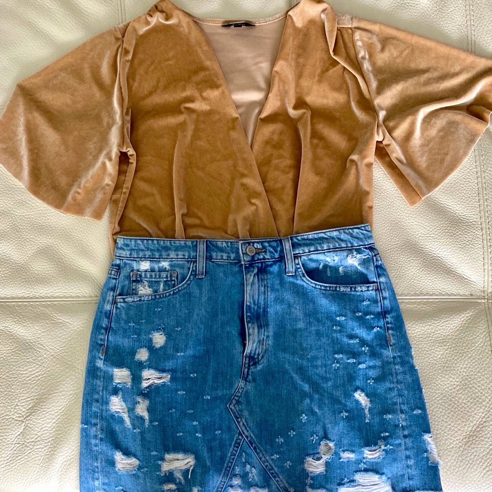 Gold Velvety Draped Bodysuit